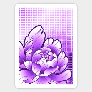 purple peony flower  kawaii pop art style print Sticker